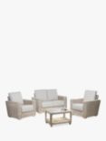 Desser Burford Rattan 4-Seater Lounging Table & Chairs Set, Natural