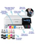 Epson EcoTank ET-8500 Three-In-One Wi-Fi Photo Printer with High Capacity Integrated Ink Tank System, White