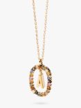 PDPAOLA Alphabet Initial Crystal Pendant Necklace, Gold/Multi