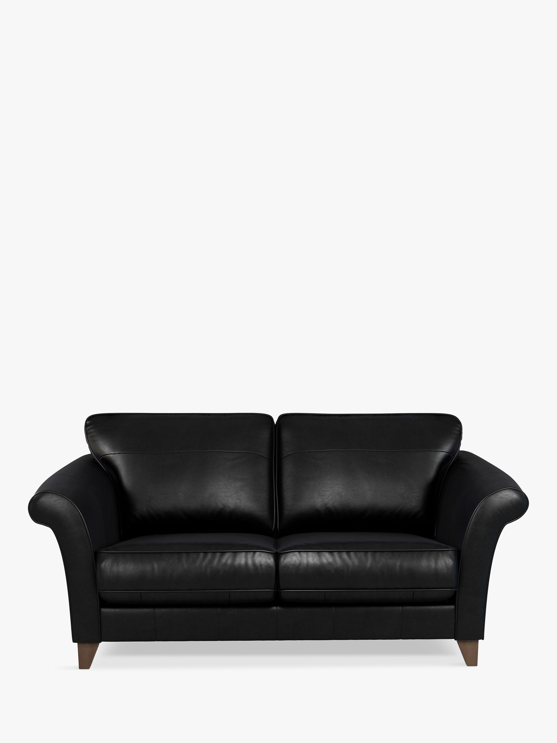 Charlotte Range, John Lewis Charlotte Large 3 Seater Leather Sofa, Dark Leg, Piccadilly Black