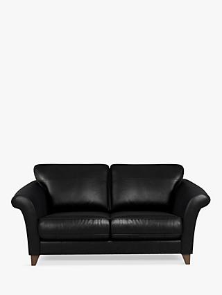 Charlotte Range, John Lewis Charlotte Large 3 Seater Leather Sofa, Dark Leg, Piccadilly Black