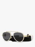 Versace VE2232 Women's Aviator Sunglasses, White on Gold/Black