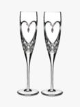 Waterford Crystal Cut Glass True Love Flutes, Set of 2, 148ml, Clear