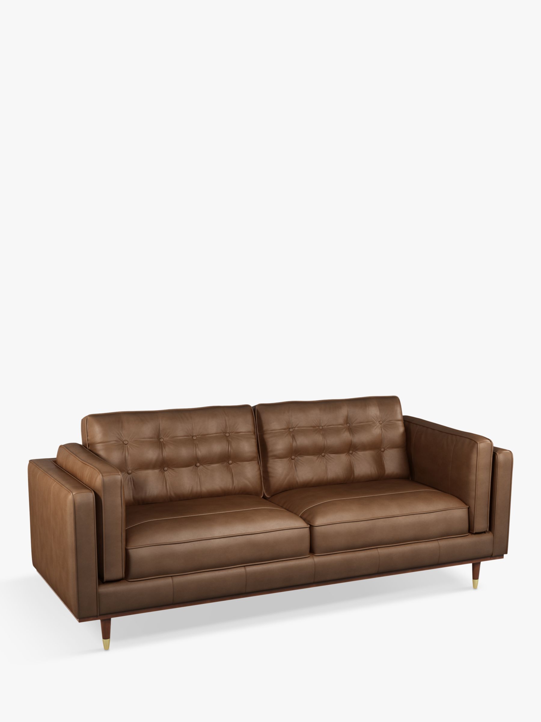 Lyon Range, John Lewis + Swoon Lyon Large 3 Seater Leather Sofa, Sellvagio Cognac