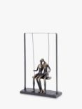 Libra Interiors Couple Sitting on a Swing Sculpture, H37cm, Bronze