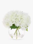 Floralsilk Artificial Hydrangeas in Globe Vase, White