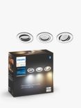 Philips Hue White Ambiance Milliskin GU10 LED Recessed Smart Spotlights with Bluetooth, Set of 3, White