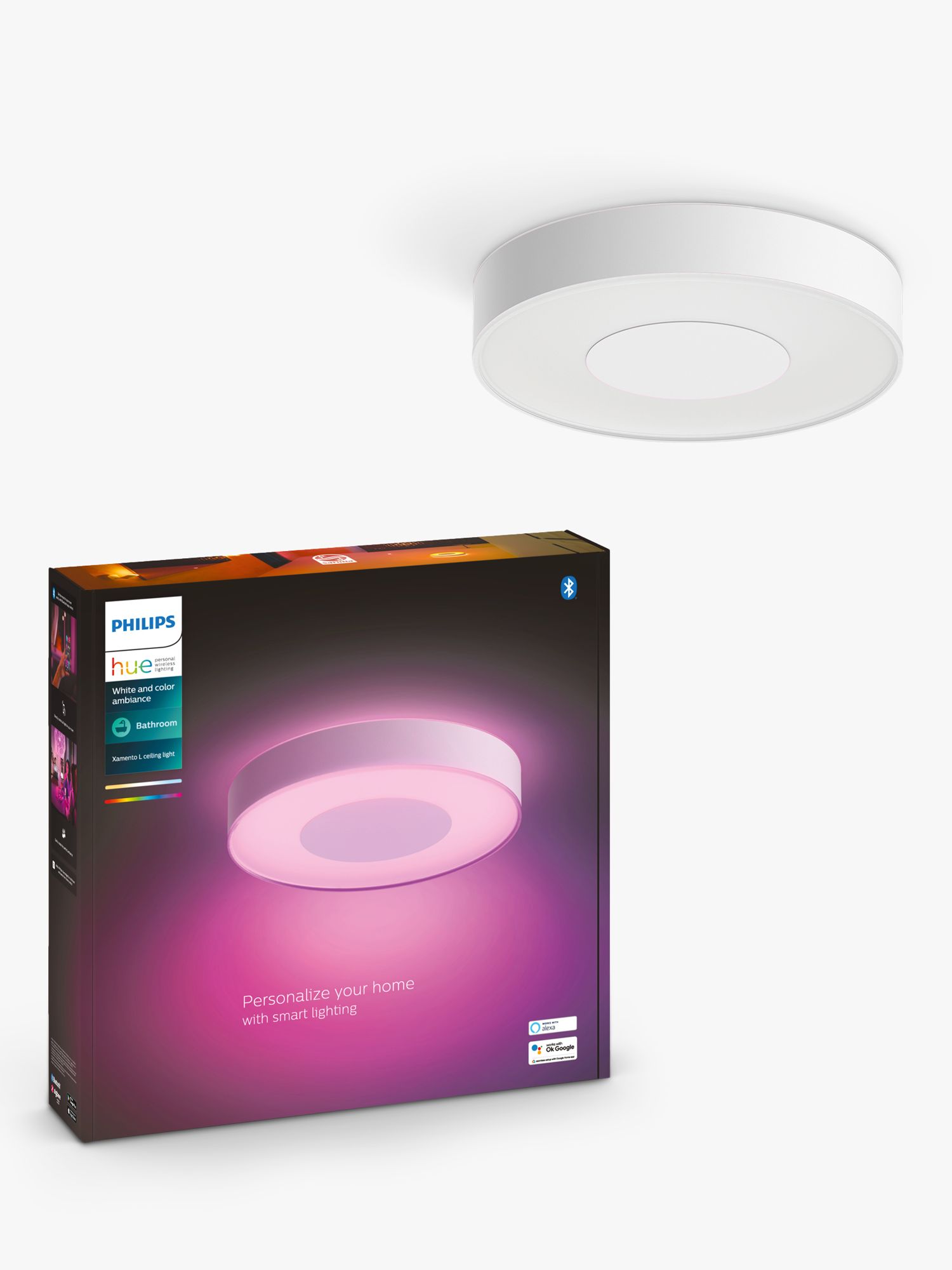 Philips Hue and Colour Ambiance Xamento LED Ceiling Light, Large,