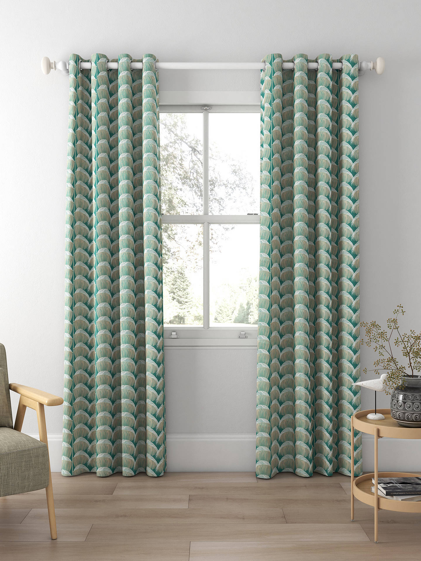 Sanderson Manilla Embroidery Made to Measure Curtains, Eucalyptus