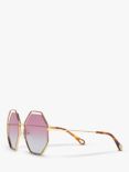Chloé CH0046S Women's Octagonal Sunglasses, Gold/Purple Gradient