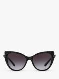 BVLGARI BV8236B Women's Cat's Eye Sunglasses, Black Mamba/Grey Gradient