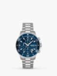 BOSS Men's Admiral Chronograph Date Bracelet Strap Watch, Silver/Blue 1513907