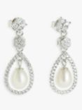 Lido Freshwater Pearl & Cubic Zirconia Teardrop Drop Earrings, Silver/White