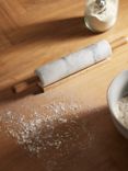 John Lewis Leckford Farm Marble Rolling Pin with Oak Wood Handles, White/Natural