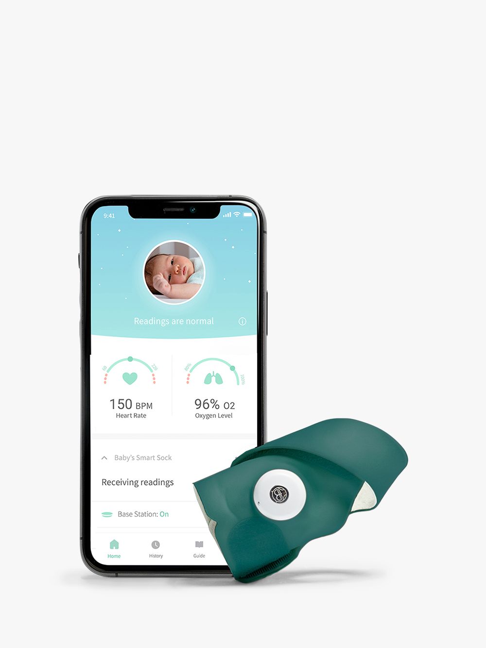 Owlet Smart Sock 3 Baby Monitor, Deep Sea Green