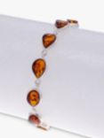 Be-Jewelled Baltic Amber Chain Bracelet, Silver/Cognac