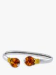 Be-Jewelled Baltic Amber Two-Tone Cuff Bracelet, Silver/Cognac