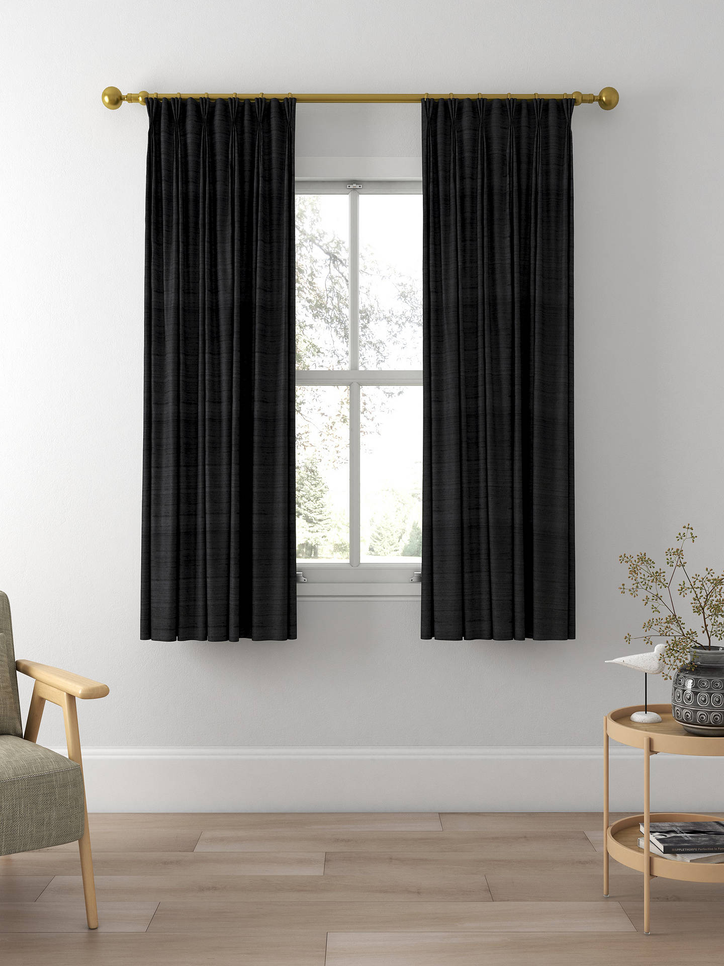 Designers Guild Chinon Made to Measure Curtains, Raven