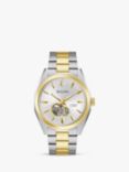 Bulova 98A284 Men's Surveyor Two Toned Heartbeat Automatic Bracelet Strap Watch, Silver/Gold