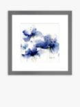 Green Lili - 'Indigo Blooms I' Framed Print & Mount, 33.5 x 33.5cm, Blue