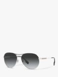 Burberry BE3122 Women's Aviator Sunglasses, Silver/Black