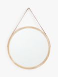 John Lewis ANYDAY Wood Frame Round Hanging Wall Mirror, 55cm, Natural