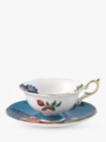 Wedgwood Wonderlust Sapphire Garden Bone China Cup & Saucer, 140ml, Blue/Multi