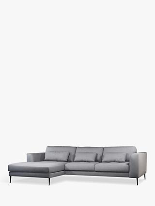 Siesta Range, John Lewis Siesta LHF Chaise End Sofa Bed with Storage, Metal Leg, Brushed Tweed Grey