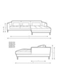 John Lewis Siesta RHF Chaise End Sofa Bed with Storage, Metal Leg, Brushed Tweed Grey