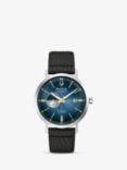 Bulova Men's Aerojet Automatic Date Leather Strap Watch, Black/Blue 96B374