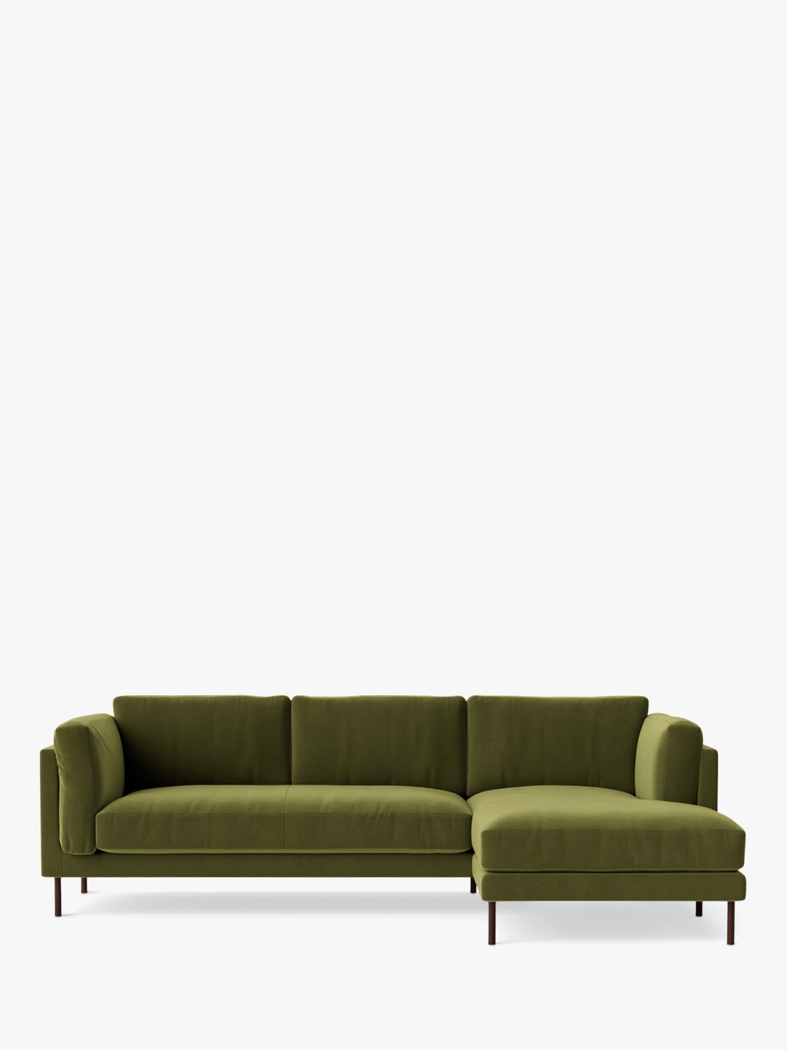 Munich Range, Swoon Munich Grand 4 Seater RHF Chaise End Sofa, Dark Leg, Fern Velvet