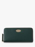 Mulberry Plaque Small Classic Grain Leather 8 Card Zip Around Wallet, Mulberry Green