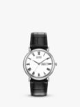 Citizen BM8240-11A Men's Eco-Drive Date Leather Strap Watch, Black/White