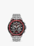 Citizen JY8110-51E Men's Red Arrows Skyhawk A.T Titanium Bracelet Strap Watch, Silver/Red