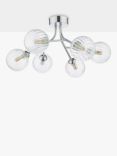 Där Yiska Ribbed Glass Semi Flush Ceiling Light, Clear/Polished Chrome