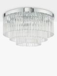 Där Logan Smoked Crystal Flush Ceiling Light, Clear/Polished Chrome