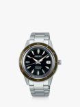 Seiko SRPG07J1 Unisex Presage Automatic Date Bracelet Strap Watch, Silver/Black