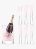 LSA International Moya 6 Glass Flutes & Champagne Bucket Serving Set, Blush
