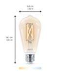 Philips Smart LED 7W ST64 E27 Dimmable Warm-to-Cool Standard Bulb with WiZ Connected and Bluetooth, Clear