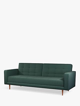 Quilted Range, John Lewis ANYDAY Quilted Large 3 Seater Sofa Bed, Dark Leg, Verde Green