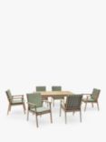 KETTLER RHS Hampton 6-Seater Garden Dining Table & Chairs, FSC-Certified (Acacia Wood), Natural/Sage