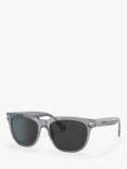 Prada PR 04YS Men's Polarised Pillow Sunglasses, Transparent Grey