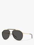 Dolce & Gabbana DG2277 Men's Aviator Sunglasses, Gold/Black