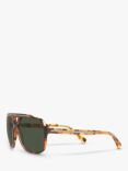 Dolce & Gabbana DG4388 Men's Polarised Aviator Sunglasses, Havana/Green