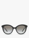 Prada PR 02YS Women's Round Sunglasses, Black/Grey