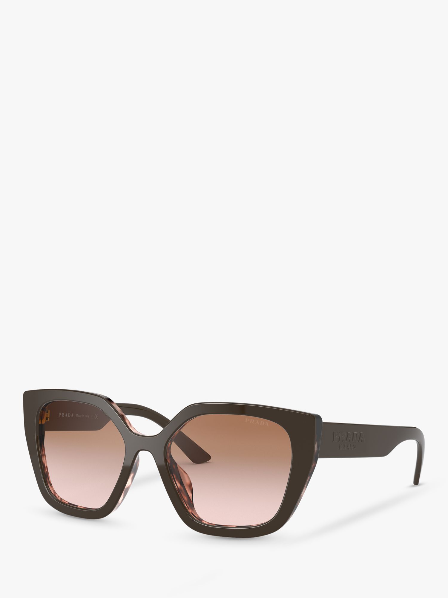 Prada PR24XS Women's Rectangular Sunglasses, Brown/Spotted Pink Gradient WAS £213.00, NOW £106.50