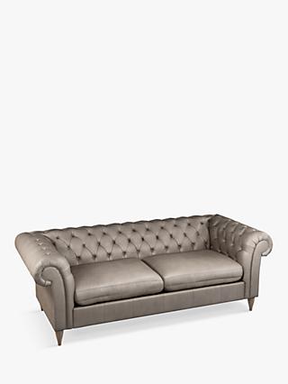 John Lewis Cromwell Chesterfield Double Leather Sofa Bed, Dark Leg