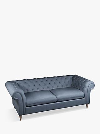 Cromwell Range, John Lewis Cromwell Chesterfield Double Leather Sofa Bed, Dark Leg, Soft Touch Blue