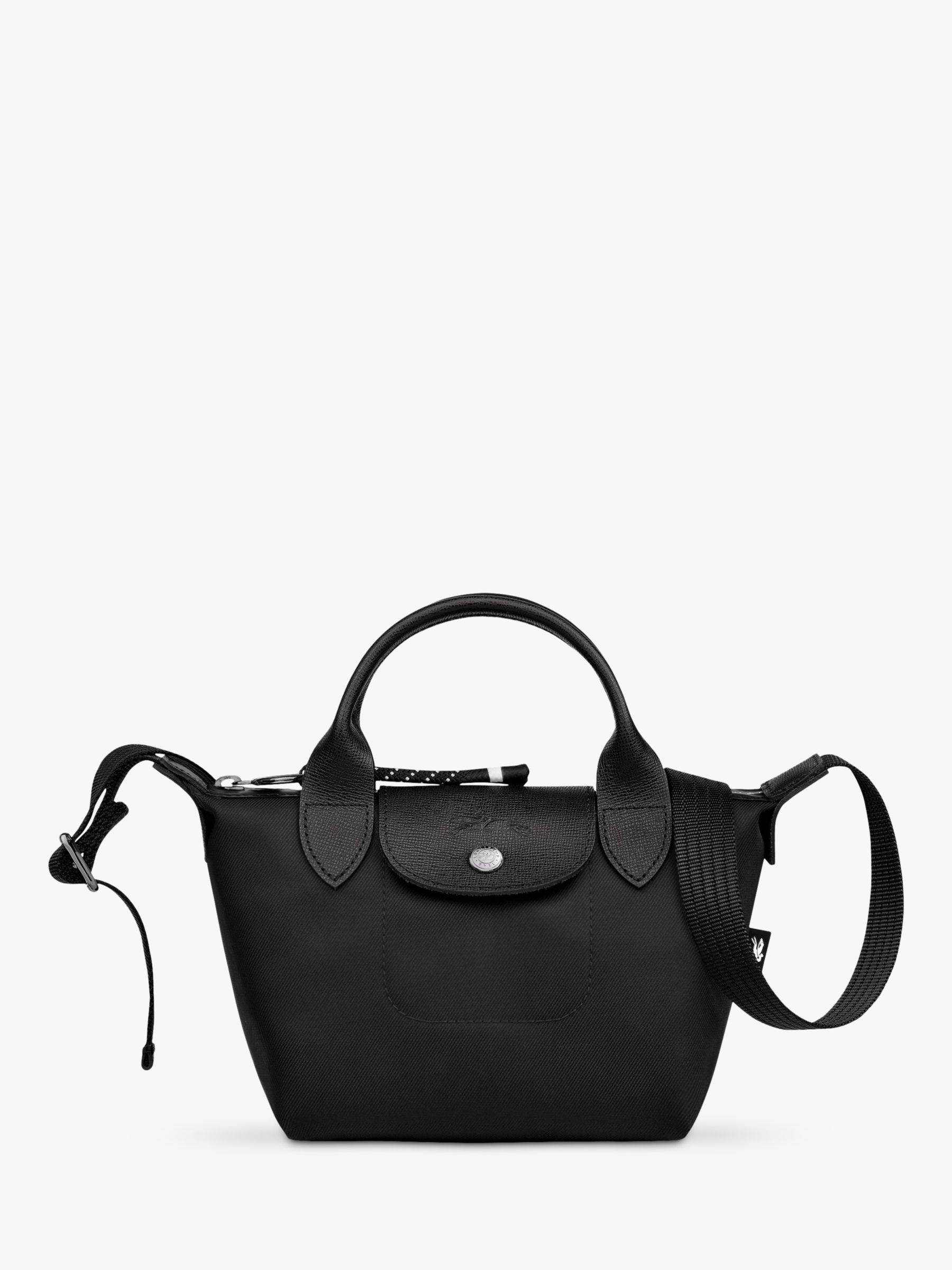 Longchamp Le Pliage Cuir Crossbody Bag In Black