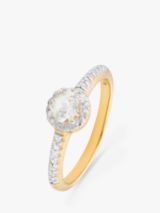 L & T Heirlooms Second Hand 9ct Gold White Topaz & Diamond Ring, Gold